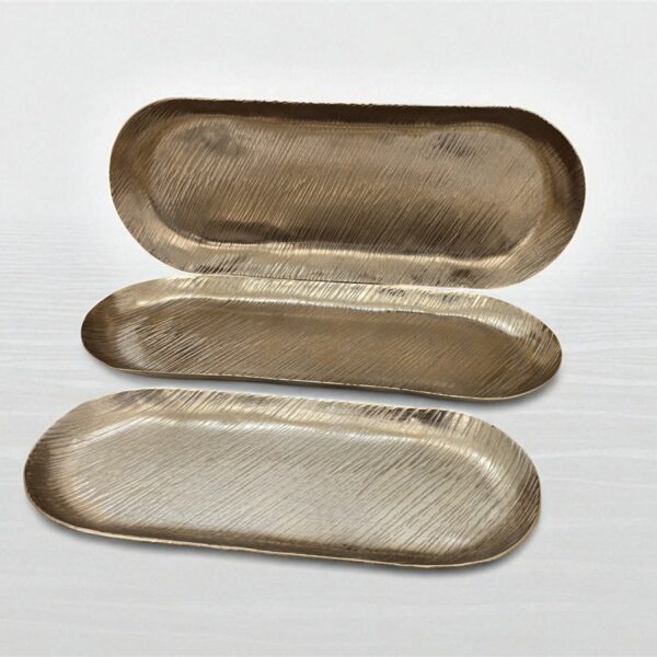 2 מגש אובלי זהב פסים 21*53