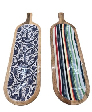 מגש עץ אמייל פסים 13*45