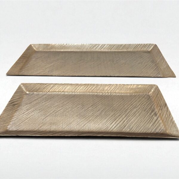 2 מגש מלבני זהב פסים 22*50