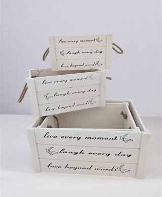 סט *4 ארגז עץ לבן 20*28*41 סט *4 ארגז עץ לבן 20*28*41