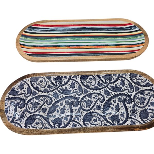 מגש עץ אמייל כחול 17*46 מגש עץ אמייל כחול 17*46