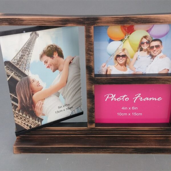 מסגרת ל-2 תמונות עם מראה ברונזה