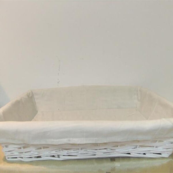 סלסלה מרופדת 9*28*38 לבן+בד לבן