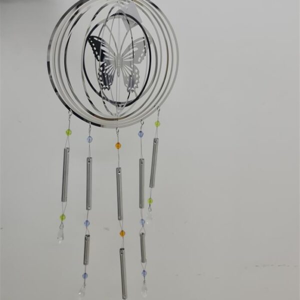 פעמון רוח נירוסטה פרפר 70 סמ.