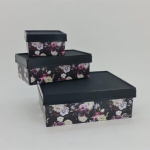 סט *3 קופסת פלסטיק פרחונית