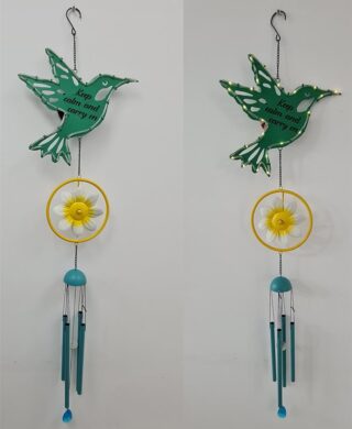 פעמון רוח לגינה ציפור אור סולרי 110סמ.