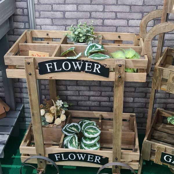 עגלת עץ כפולה FLOWER 85*40*73