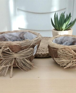 סט *2 בית עציץ עלי דקל+רפיה 34*35 סט *2 בית עציץ עלי דקל+רפיה 34*35