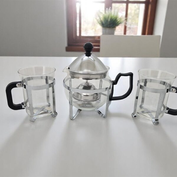 סט קומקום+2 כוסות זכוכית