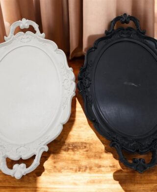 מגש אובלי עם ידיות אפור 29*48