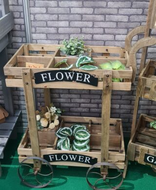 עגלת עץ כפולה FLOWER 85*40*73 עגלת עץ כפולה FLOWER 85*40*73