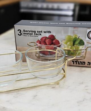 קברט 2 קעריות עגולות+מעמד מתכת 7*11*27