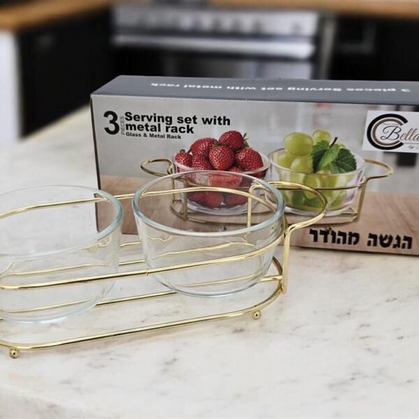 קברט 2 קעריות עגולות+מעמד מתכת 7*11*27