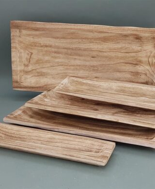 מגש מלבני עץ מגולף 15*50