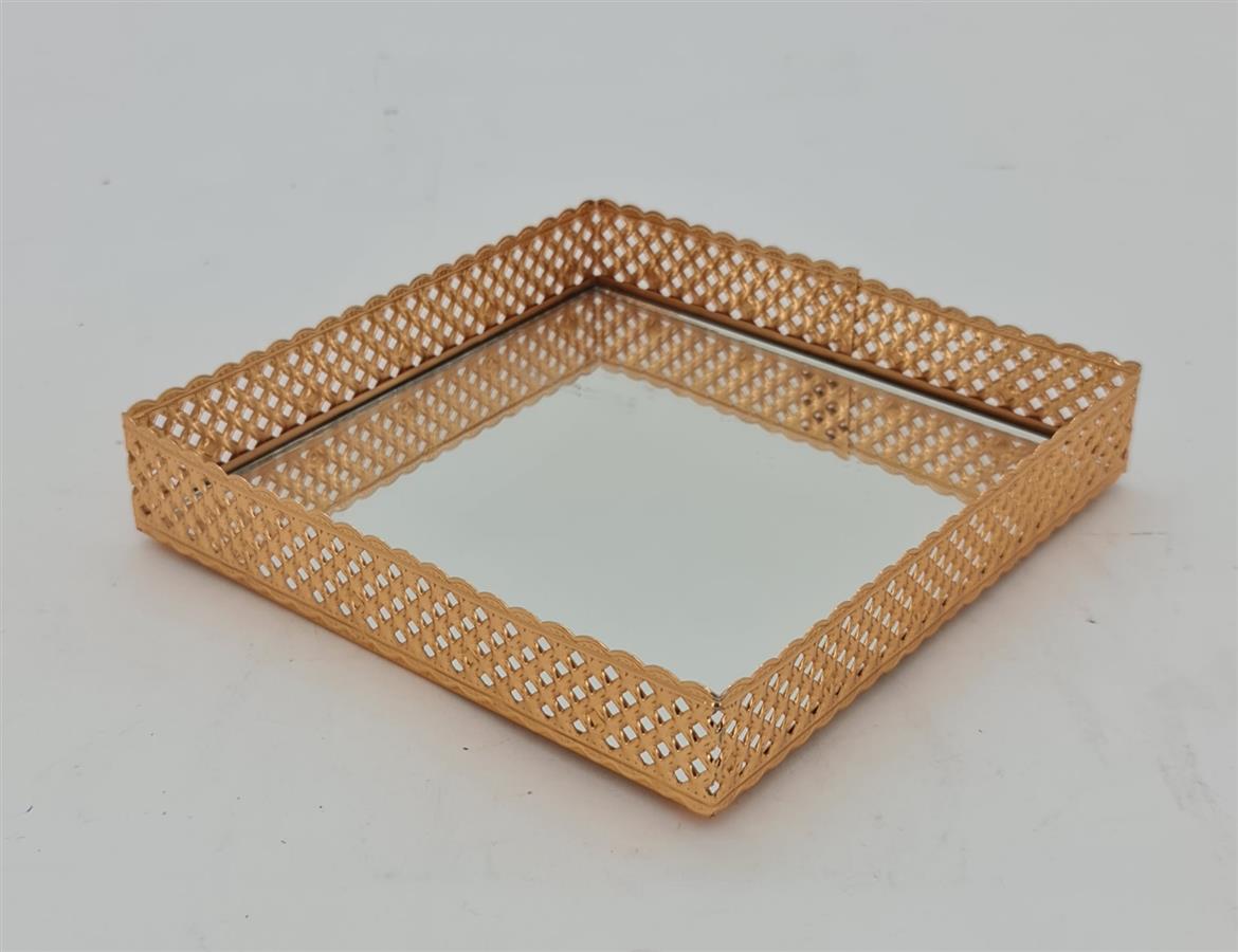 מעמד מתכת מרובע זהב נמוך