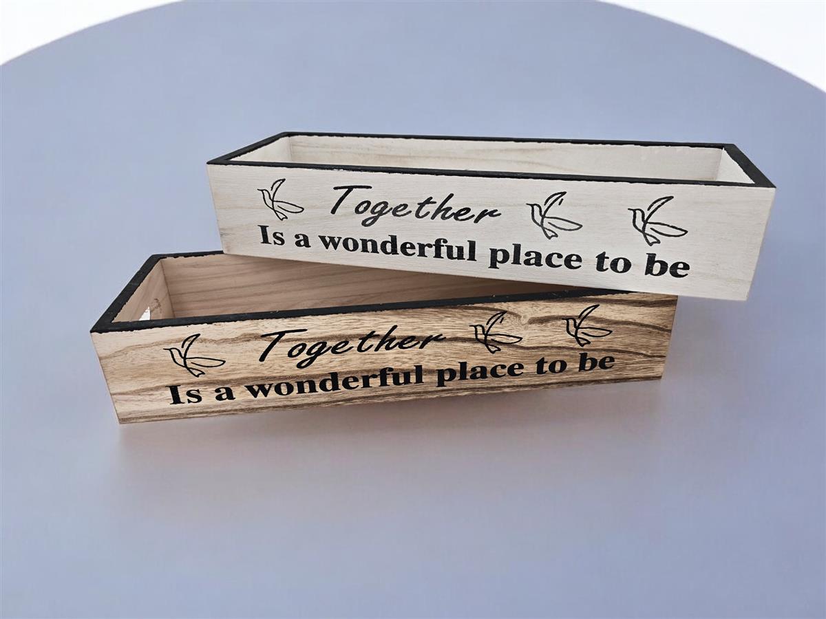 מגש עץ לבן 7*12*36 TOGETHER – תמונה 2