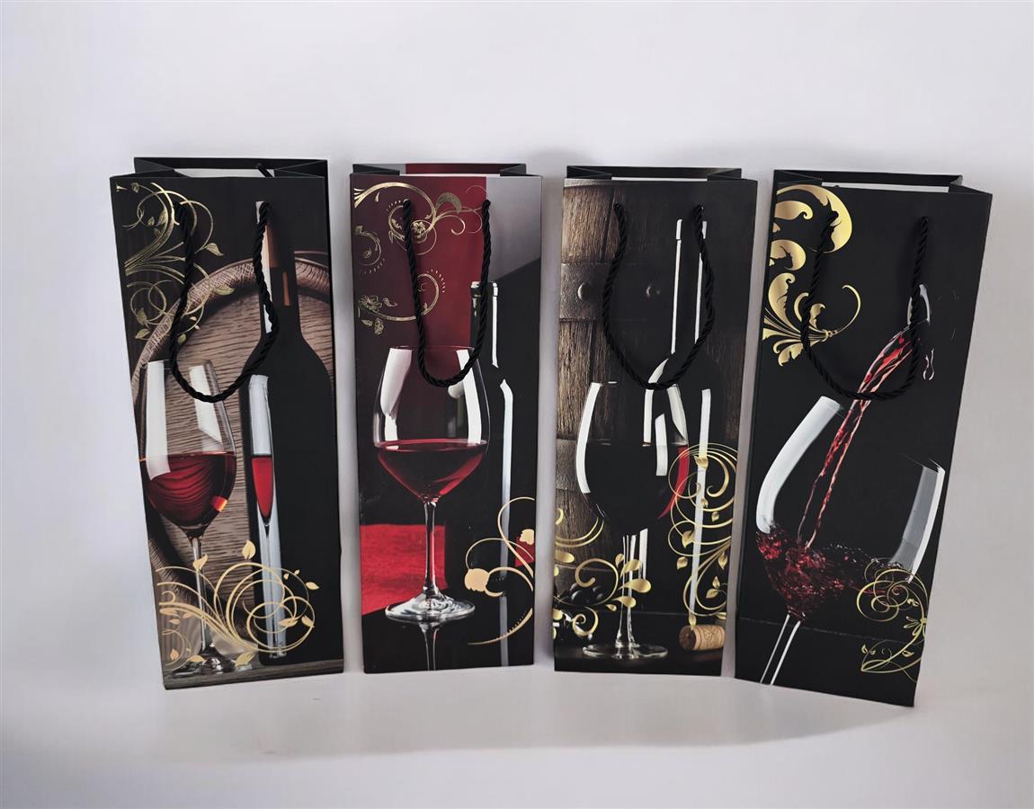 12 שקיות נייר לבקבוק 9*12*35