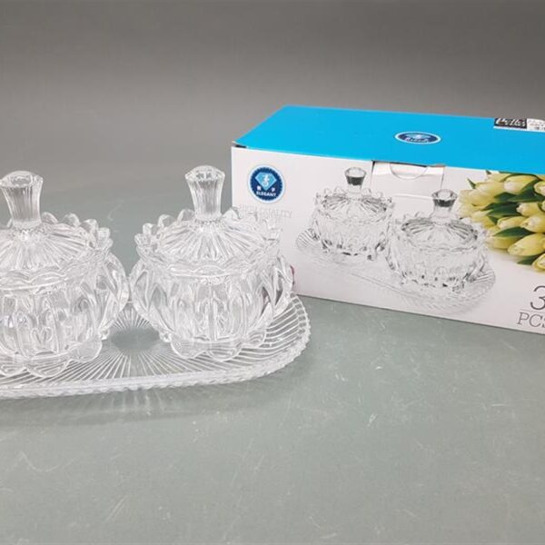 סט *2 כלים עם מגש קריסטל 12*12*21 סט *2 כלים עם מגש קריסטל 12*12*21