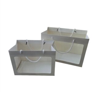 10 שקיות נייר מלבנית+חלון 18*35*25 לבן