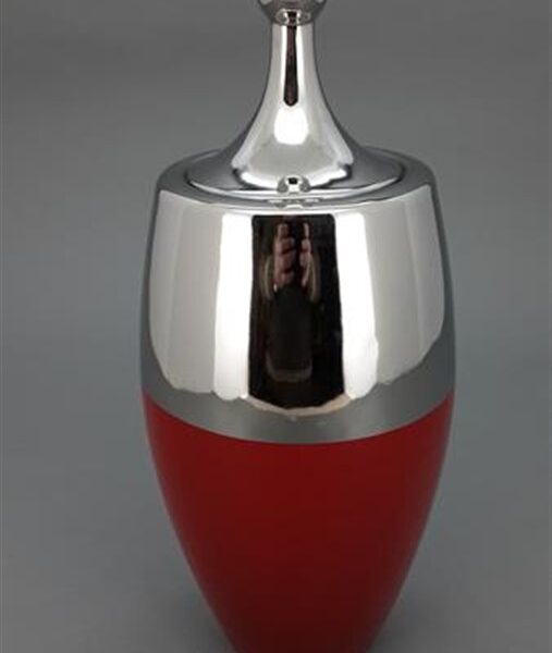 כלי עם מכסה קרמיקה אדום/כסף 35*15 כלי עם מכסה קרמיקה אדום/כסף 35*15