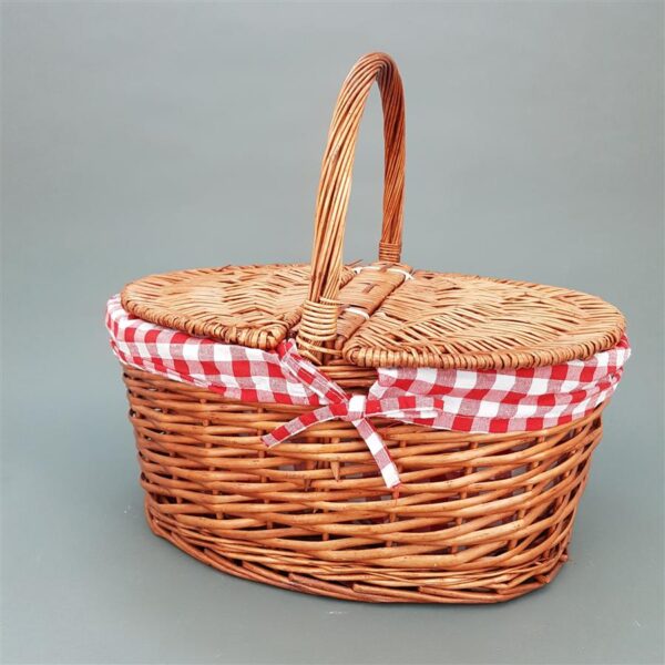 סל פיקניק עם ידית ומכסים בד משובץ 42*20*29*42 סל פיקניק עם ידית ומכסים בד משובץ 42*20*29*42