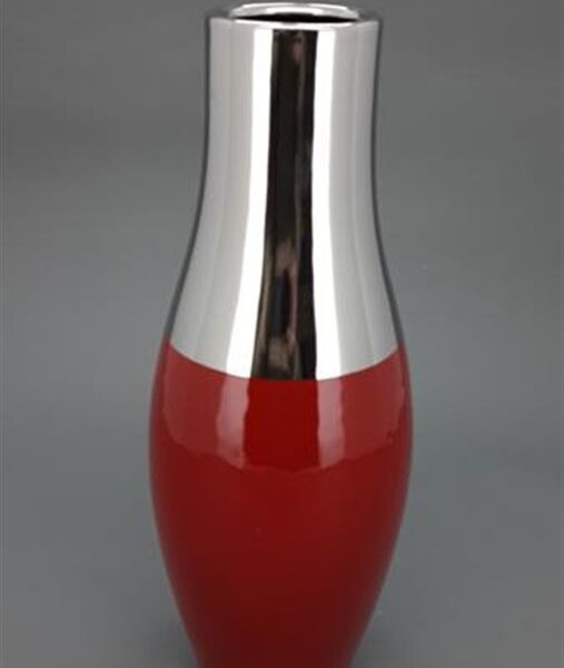 אגרטל גבוה קרמיקה אדום/כסף 41*16 אגרטל גבוה קרמיקה אדום/כסף 41*16