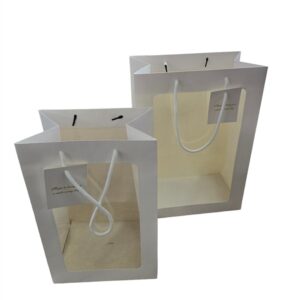 10 שקיות נייר מלבנית+חלון 15*25*35 לבן