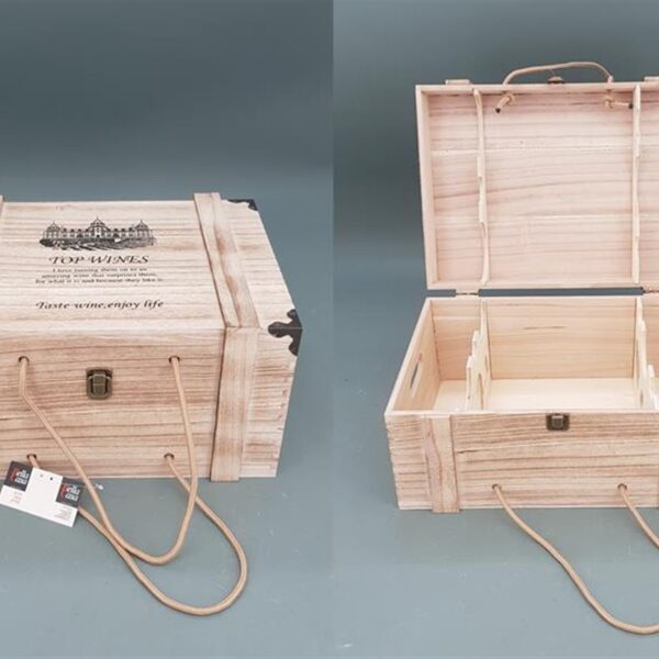 ארגז עץ ל-6 בקבוקים 19*27*37