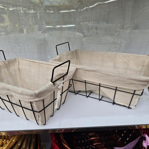 סלסלת מתכת מרופדת מלבנית 15*22*35