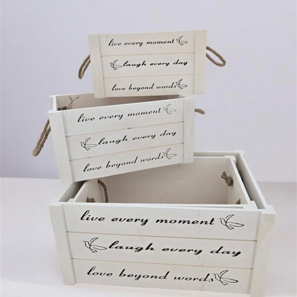 סט *4 ארגז עץ לבן 20*28*41