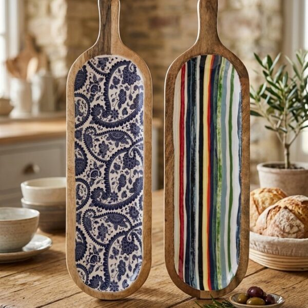 מגש עץ אמייל כחול 13*45