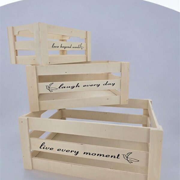 סט *3 ארגז עץ 15*25*35 LIVE