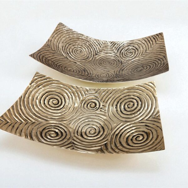 2 מגש ספירלי מלבני זהב עתיק 9*29*46