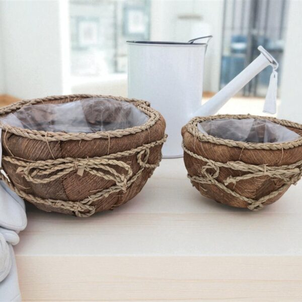 סט *2 בית עציץ עלי דקל+חבל 18*34