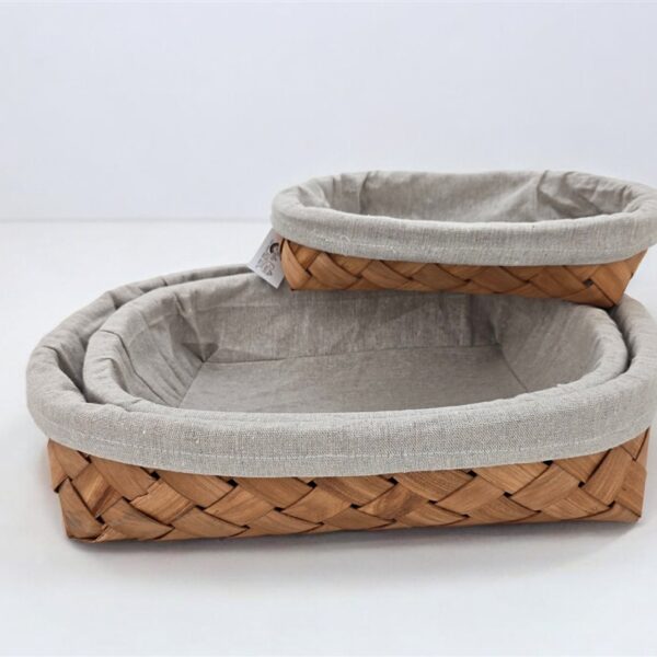 סט *3 סלסלת עץ מרופדת אובלי 9*31*40