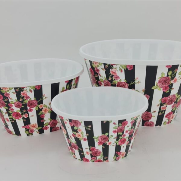 קופסת פלסטיק אובלית בינונית פרחים 15*21*26