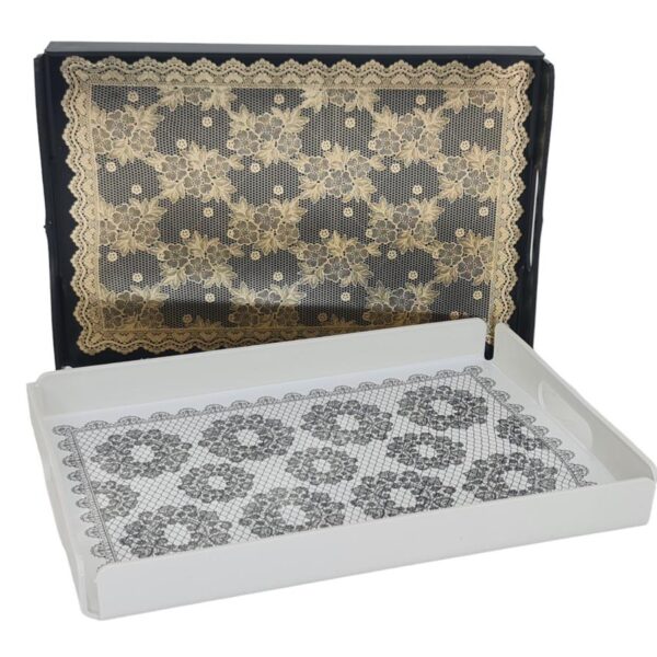 מגש מלבני שחור תחרה 25*35