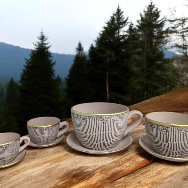 ספל עם צלוחית לעציץ 8.5*15*17 זהב