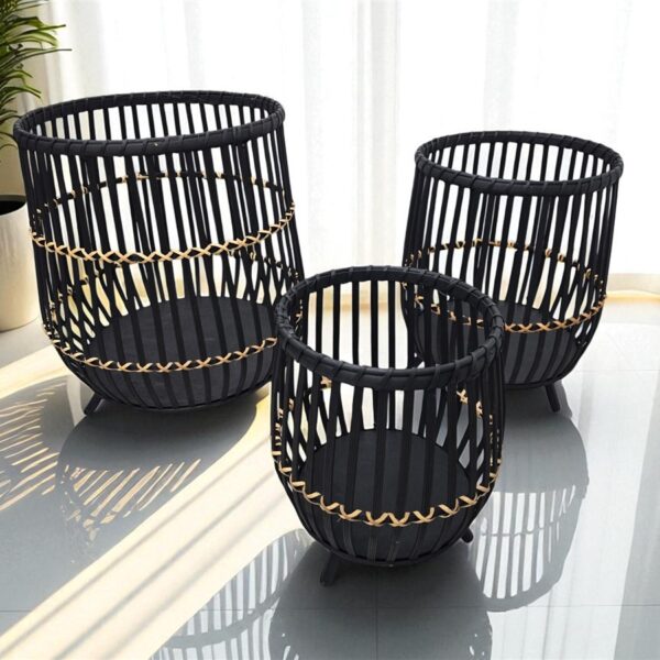 14780-03 סט *3 בית עציץ במבוק שחור 46*42