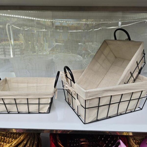 סלסלת מתכת מרופדת מלבנית 17*30*40