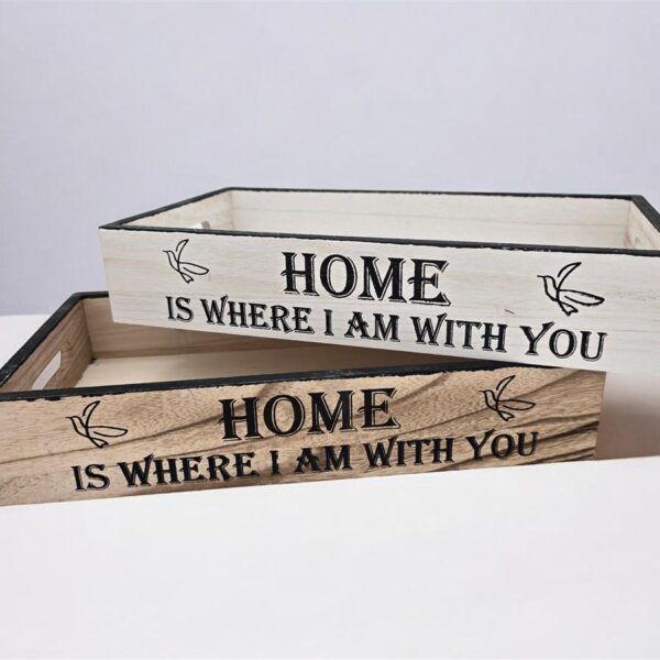 מגש עץ לבן 7*19*36 HOME