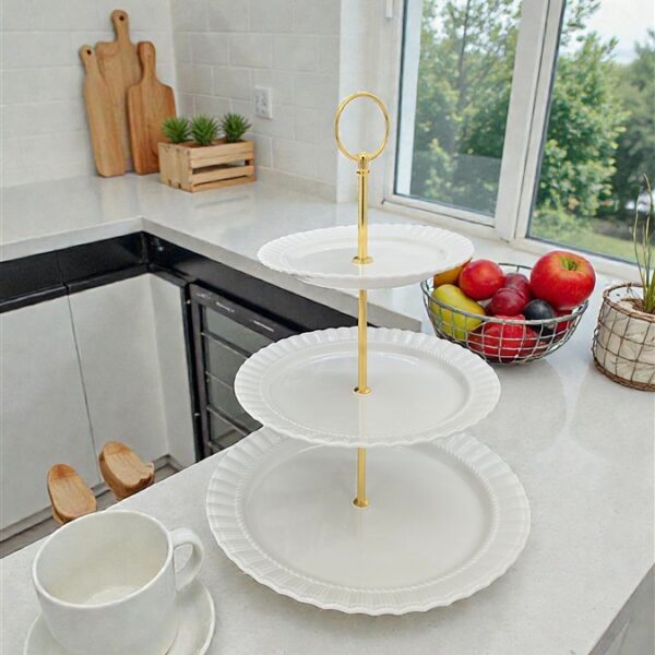 מעמד 3 קומות עגול פורצלן לבן 20*26